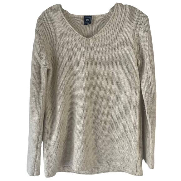 Gap Women's Size XS Knit Wool Blend Cream V Neck Sweater - Picture 1 of 8